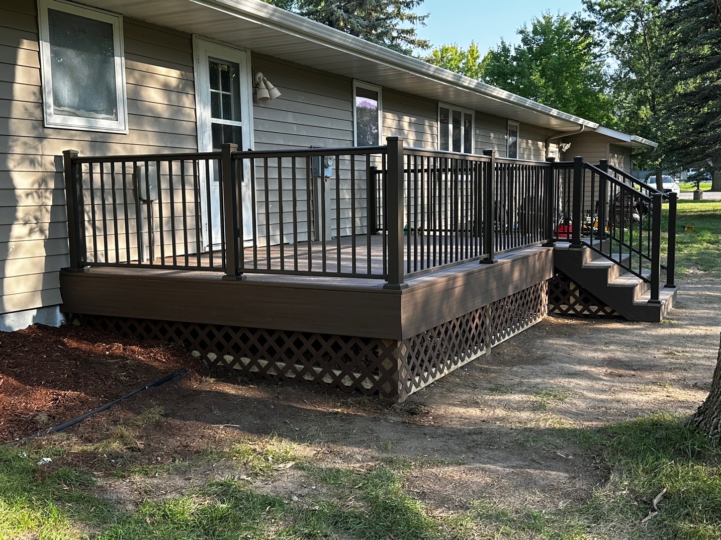 Composite deck with black railing