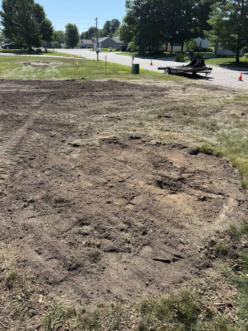 Same spot after stump removal and root pull — St. Joseph MN